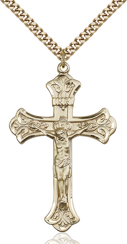 14 Karat Gold Filled Crucifix with 24-inch Gold Chain