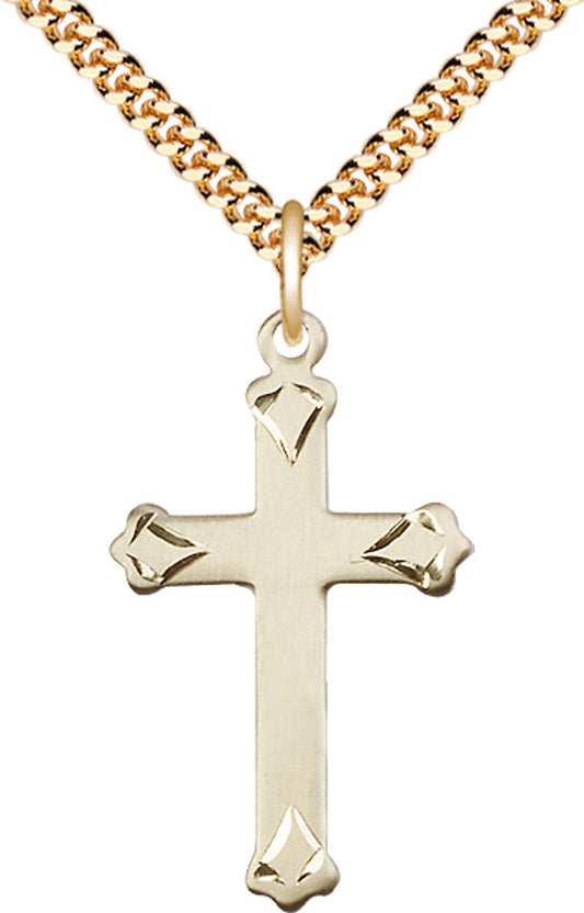 14 Karat Gold-Filled Cross Wedged, With Chain