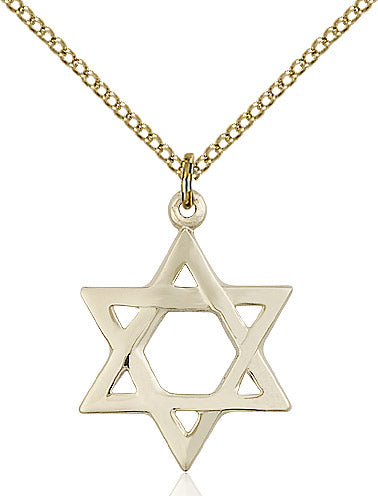 14 Karat Gold Filled Star of David Medal with 18-inch Gold Filled Chain