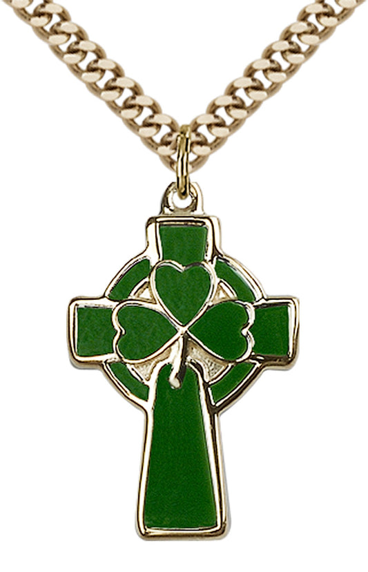 14 Karat Gold Filled Celtic Cross with 24-inch Gold Chain